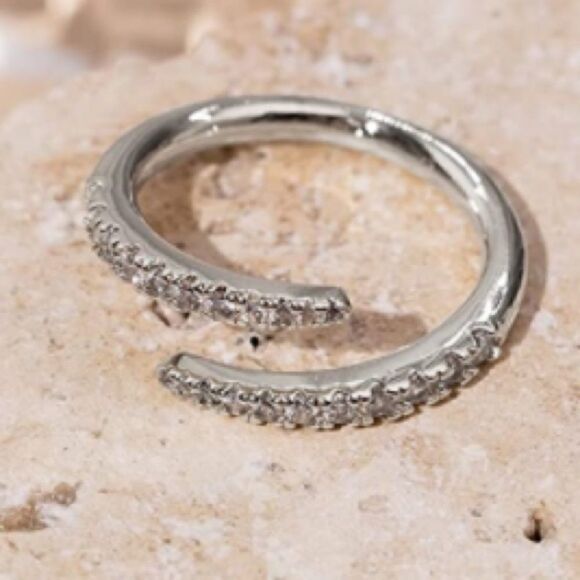 Zirconia Open Twist Wrap Ring 925 Stamped Gold Rose Gold or Sterling Silver - Picture 5 of 14